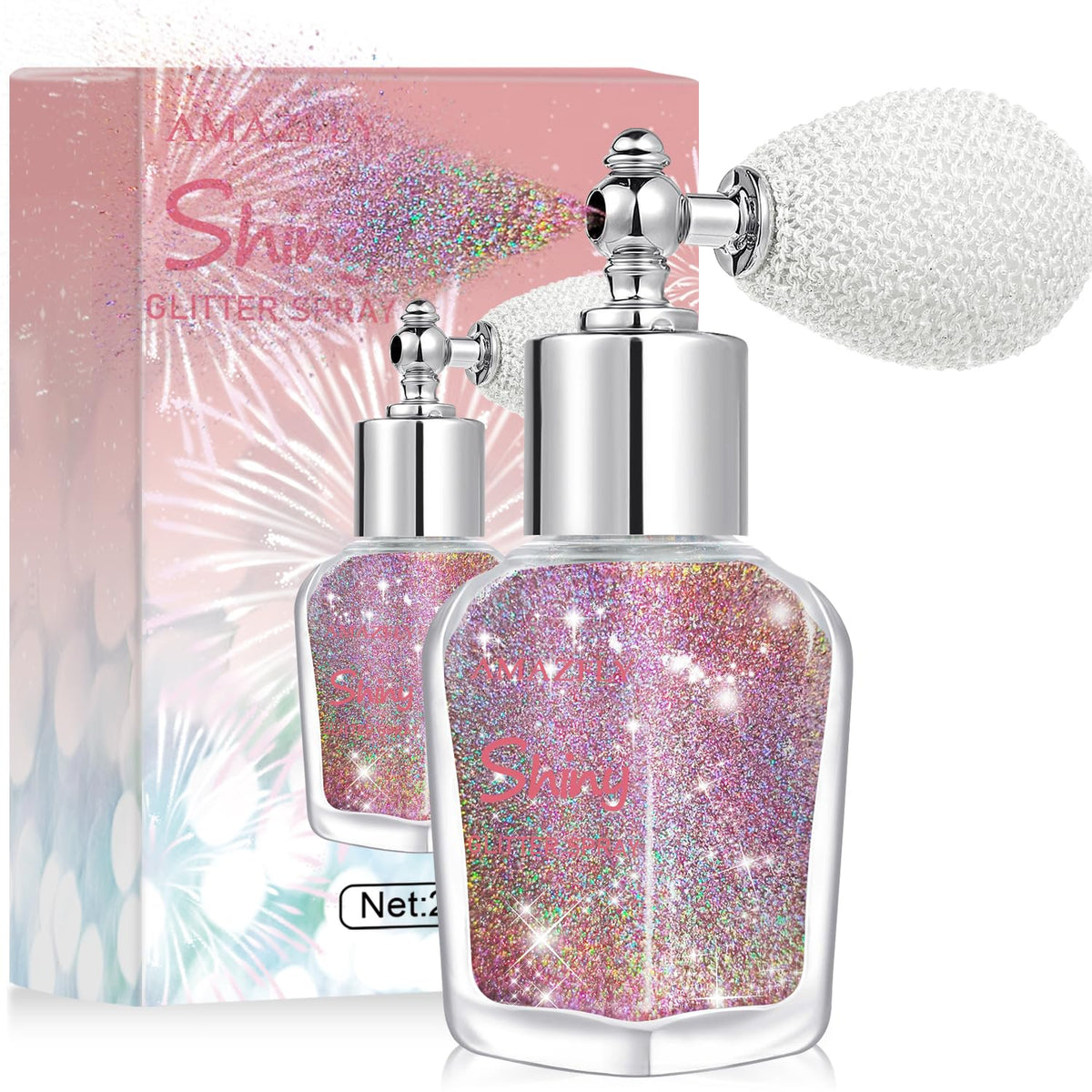 Hair and Body Glitter Spray, Shimmering Powder Sparkle Powder Makeup, Glitter Loose Sparkle Makeup for Body Highlighter,Festival Prom Rave Accessories (Glint-Rainbow)