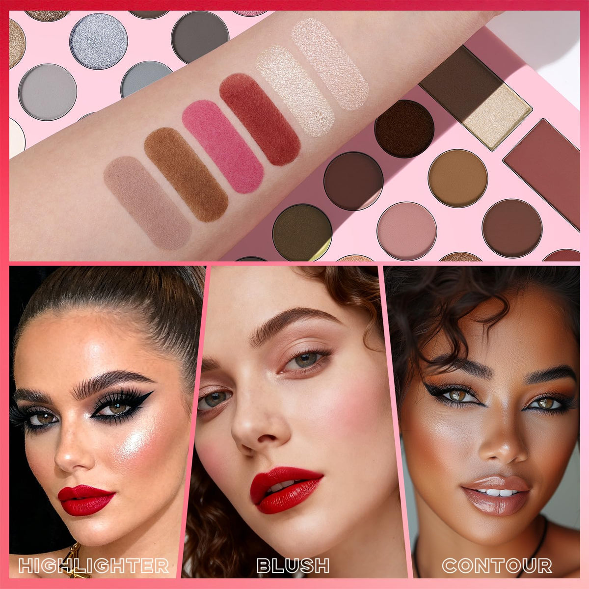 UCANBE 86 Colors Nude Eyeshadow Palette with 15pcs Makeup Brushes Set, Matte Glitter Long Lasting Highly Pigmented Waterproof Colorful Eye Shadow Contour Blush Powder Highlighter All in One