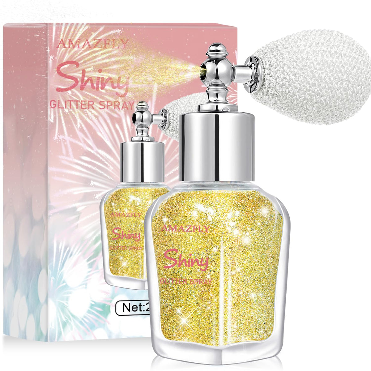 Hair and Body Glitter Spray, Shimmering Powder Sparkle Powder Makeup, Glitter Loose Sparkle Makeup for Body Highlighter,Festival Prom Rave Accessories (Glint-Rainbow)