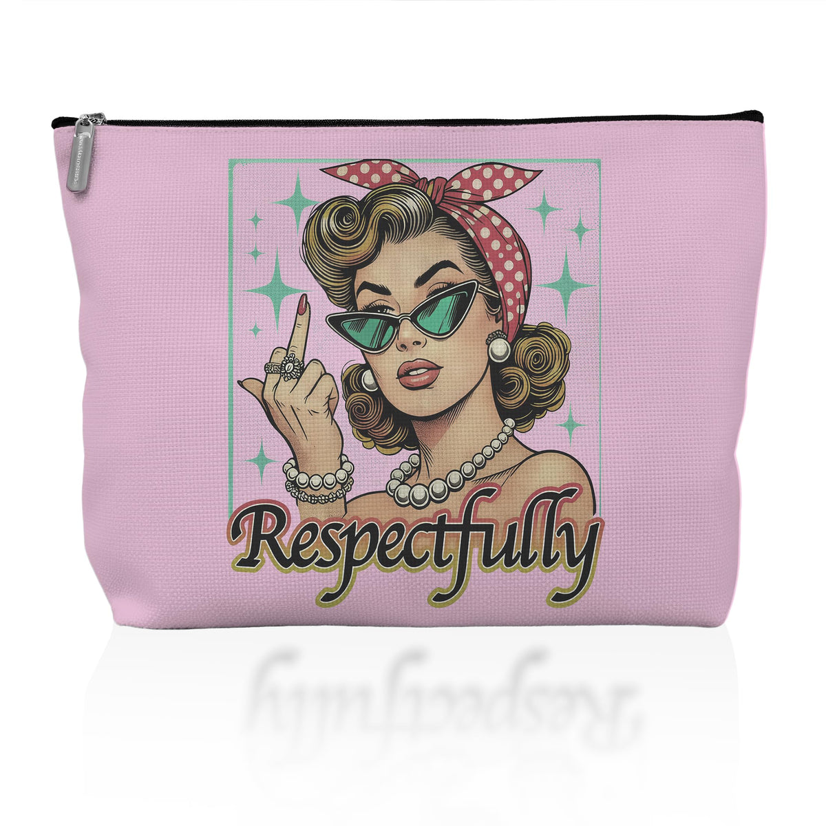 Retro Pinup Makeup Bag for Women, Vintage Pop Art Cosmetic Pouch, Sassy Funny Gifts for Girls, Bold Sarcastic Toiletry Bag, Unique Present