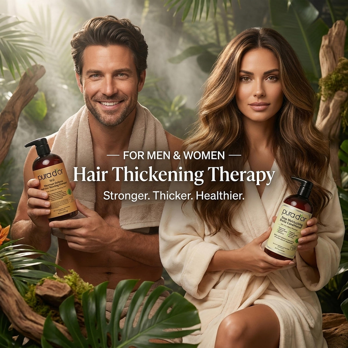 PURA D'OR Gold Label Anti-Thinning Biotin Shampoo & Conditioner, 16oz x2