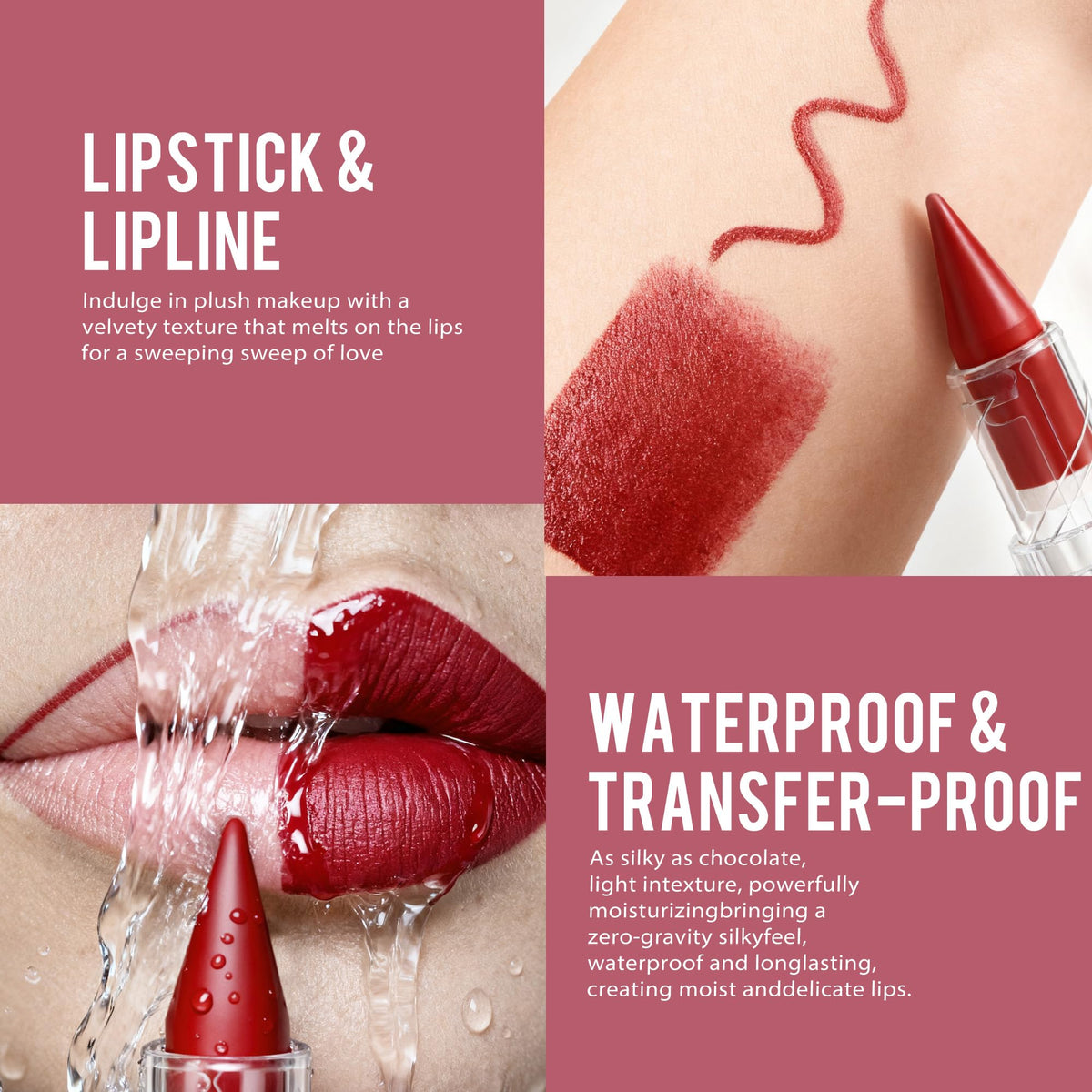 Depuplum Black Lipstick Glitter Red Lipstick Ombre Lips Dual Tone