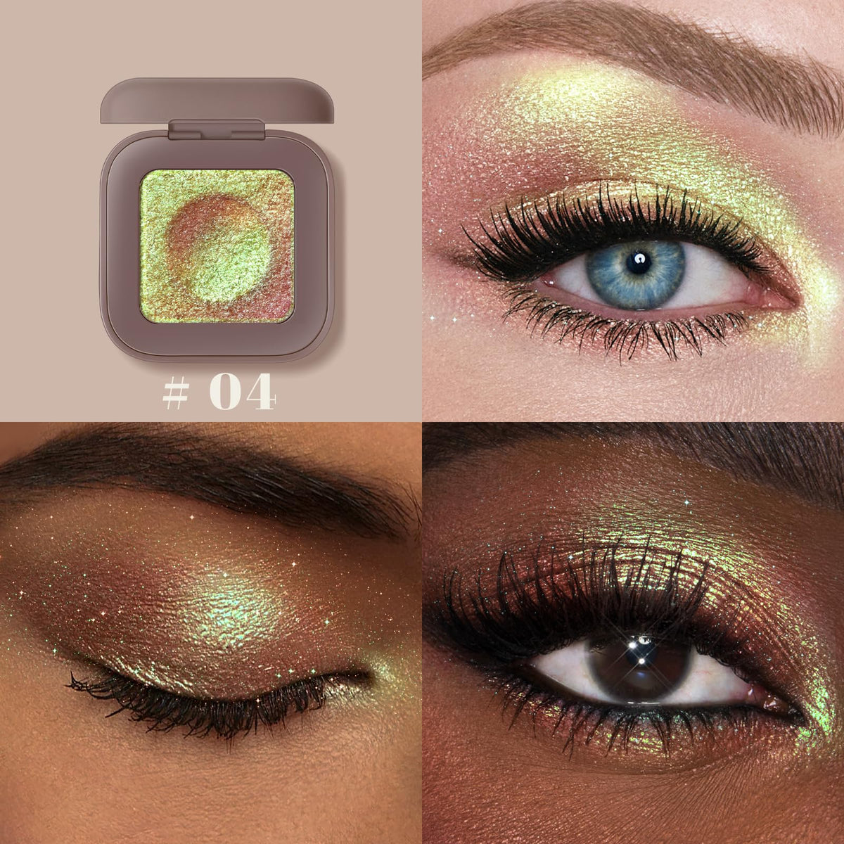 Noerrors Duochrome Plum Mauve Green Blue Glitter Eyeshadow Palette, Holographic Chameleon Rich Color Shimmer Metallic Eye Shadow, Color Shift Sparkle Iridescent Eye Brightener Fairy Makeup for Rave#02