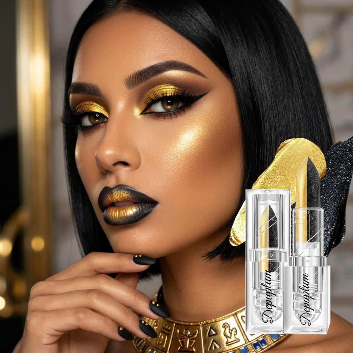 Depuplum Black Lipstick Glitter Red Lipstick Ombre Lips Dual Tone