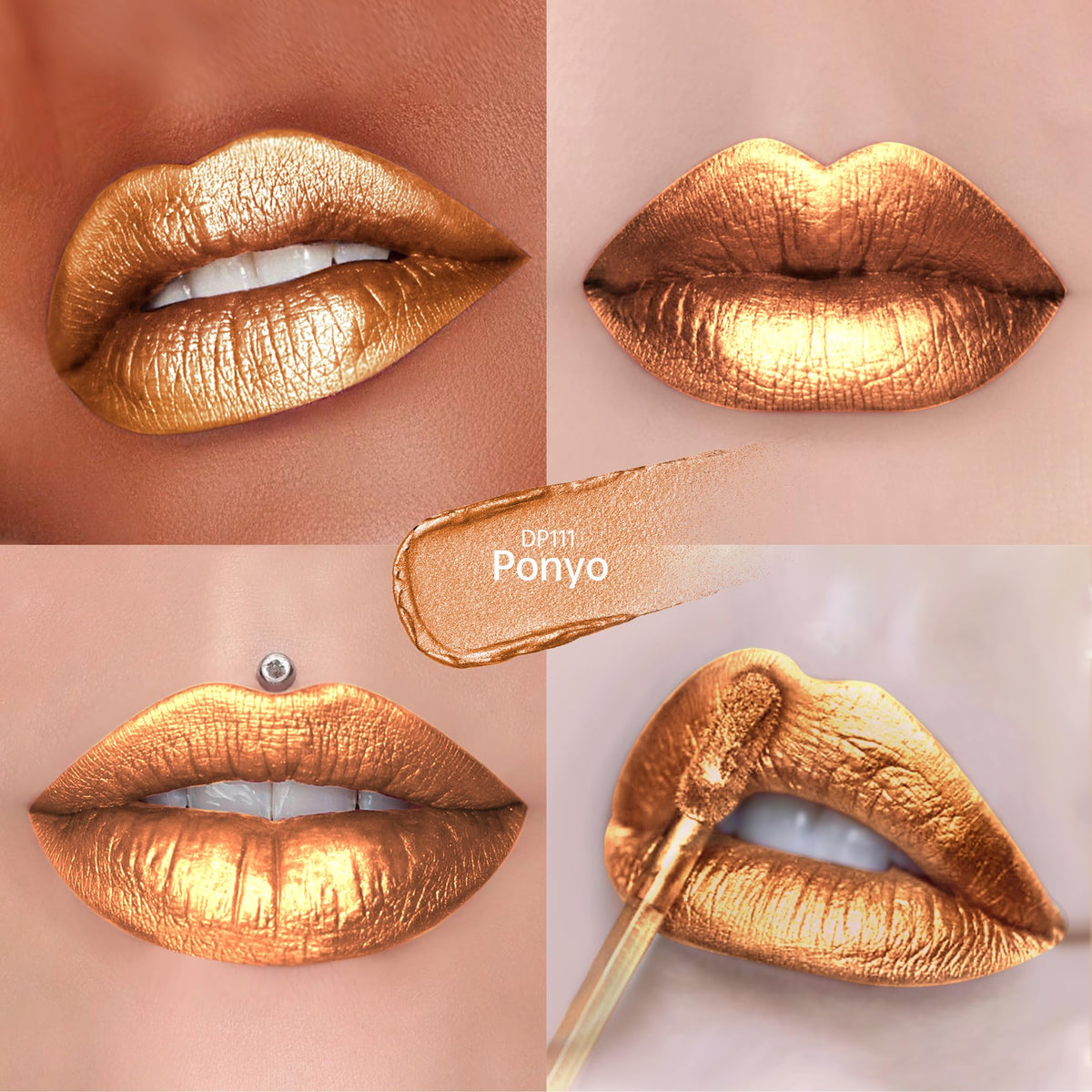 Depuplum Purple Lipsticks for Women Metallic Glitter Lipstick Long Lasting