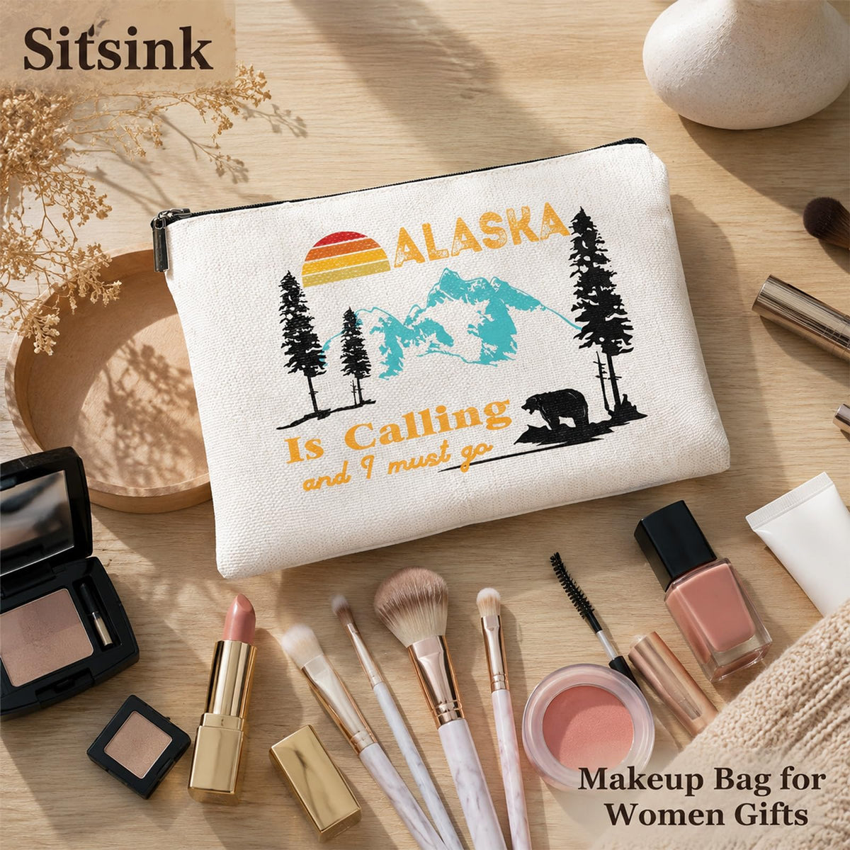Sitsink Funny Sarcastic Gifts for Girls - Intersting Gifts for Girls Birthday. A Ray of Sarcastic Sunshine Every Single Day Makeup Bag, Cosmetic Bags Humor Sarcastic Gifts for Women Boss Coworker