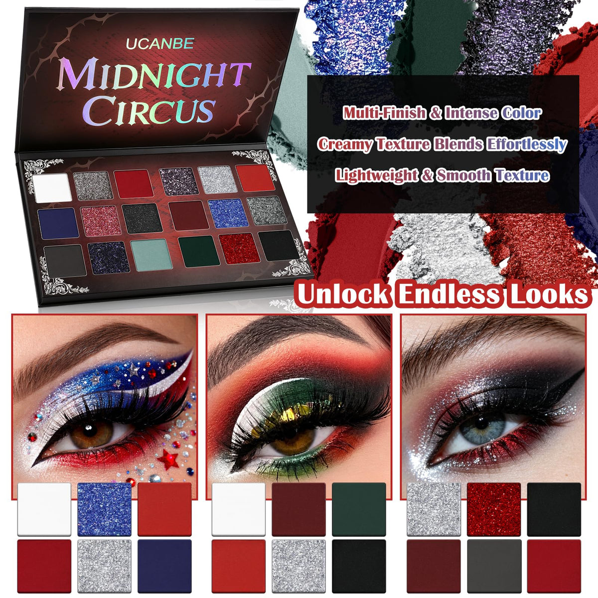Matte Eyeshadow Palette Pro 18 Colors Pigmented Shimmer Glitter Eye Shadow Palette, Long Lasting Waterproof Dark Smokey Powder Cosmetics Pallet Halloween Valentine Gift Makeup Kit (01# Seductress)