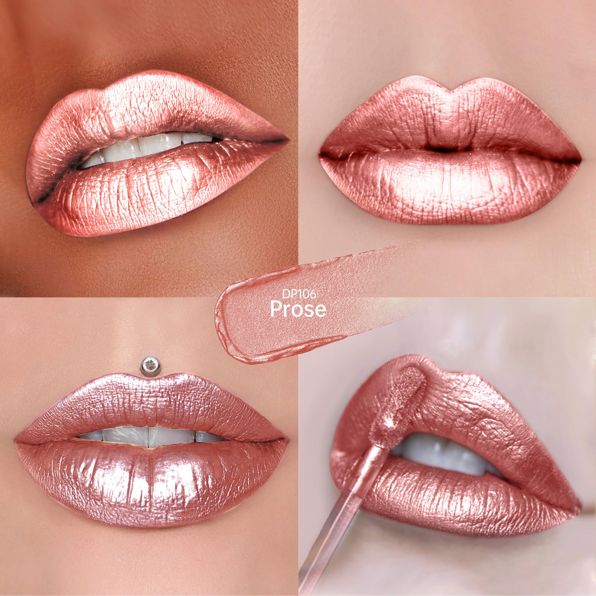 Depuplum Purple Lipsticks for Women Metallic Glitter Lipstick Long Lasting