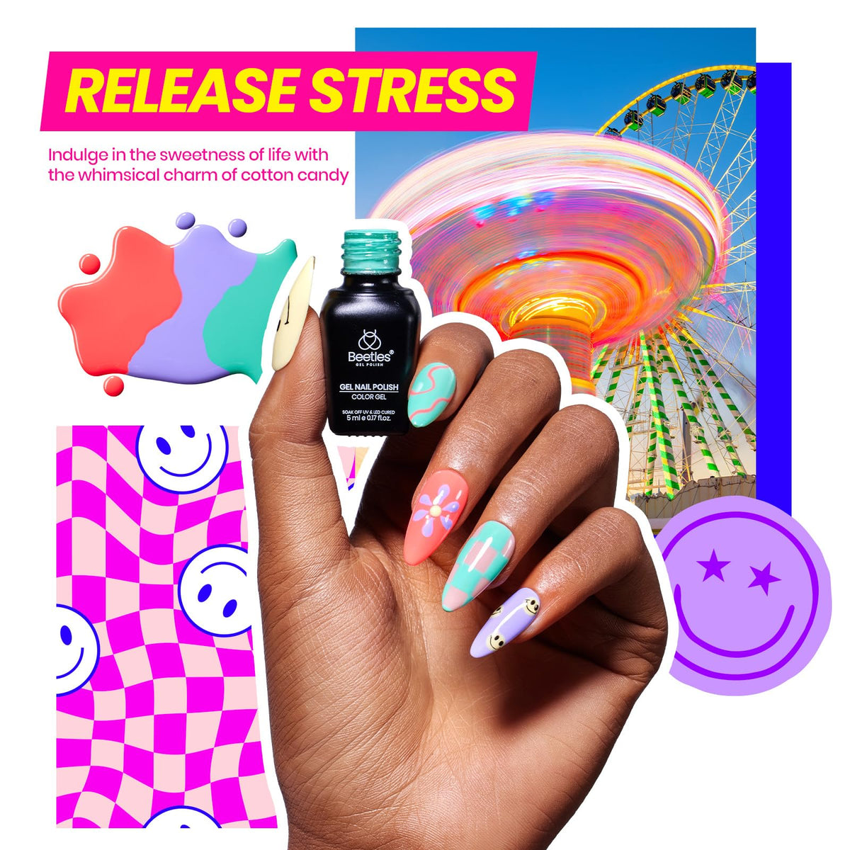 Beetles Gel Nail Polish Set, 63 PCS 55 Colors Gel Polish Kit with Base Coat