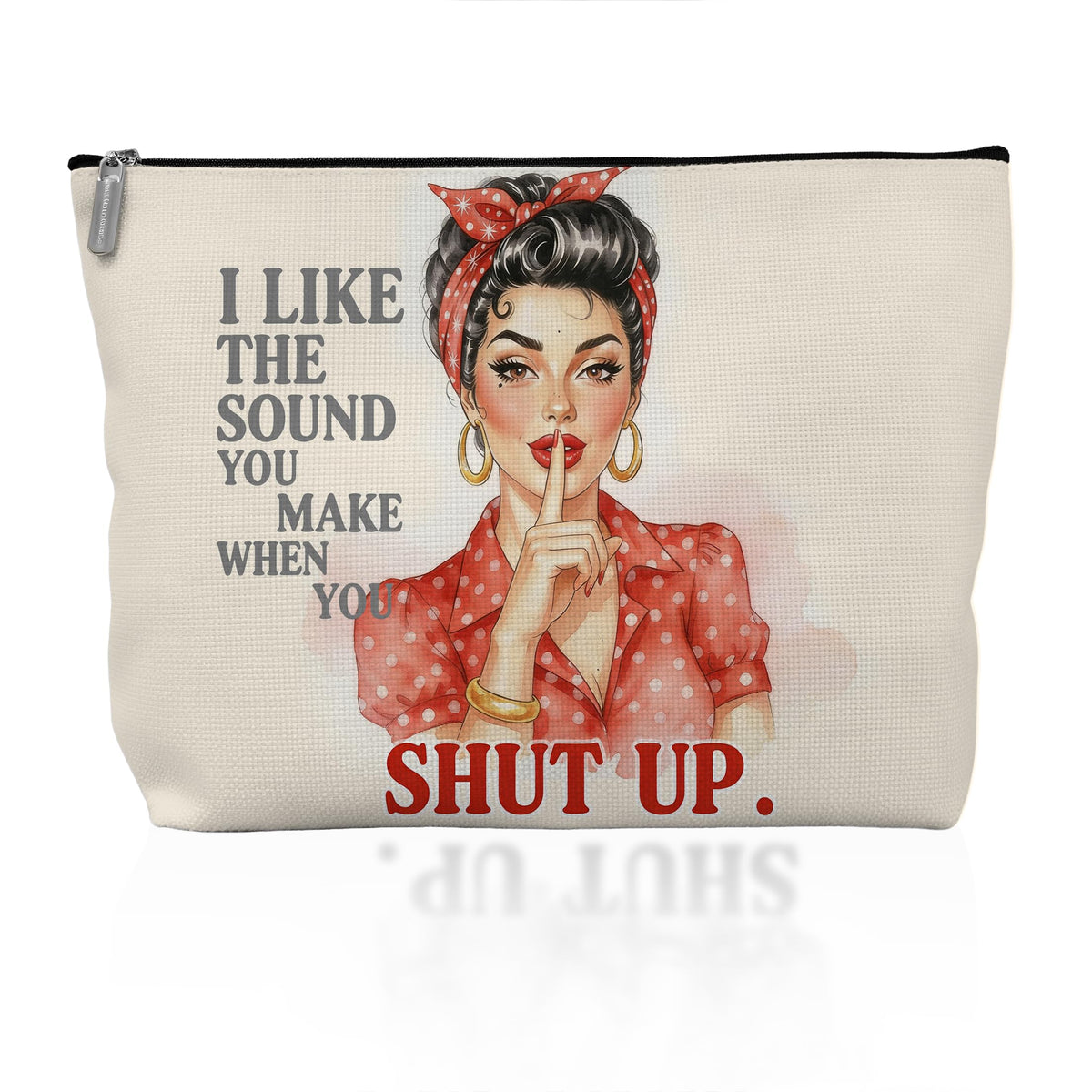 Retro Pinup Makeup Bag for Women, Vintage Pop Art Cosmetic Pouch, Sassy Funny Gifts for Girls, Bold Sarcastic Toiletry Bag, Unique Present