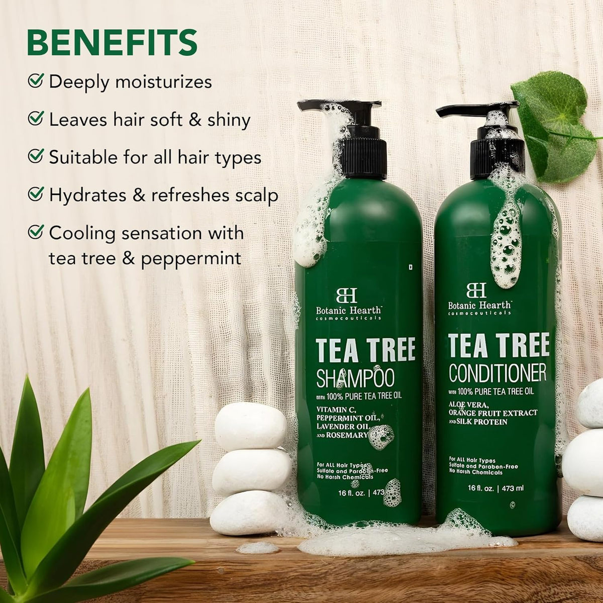 Botanic Hearth Tea Tree Shampoo And Conditioner Set - 16 Fl oz Each