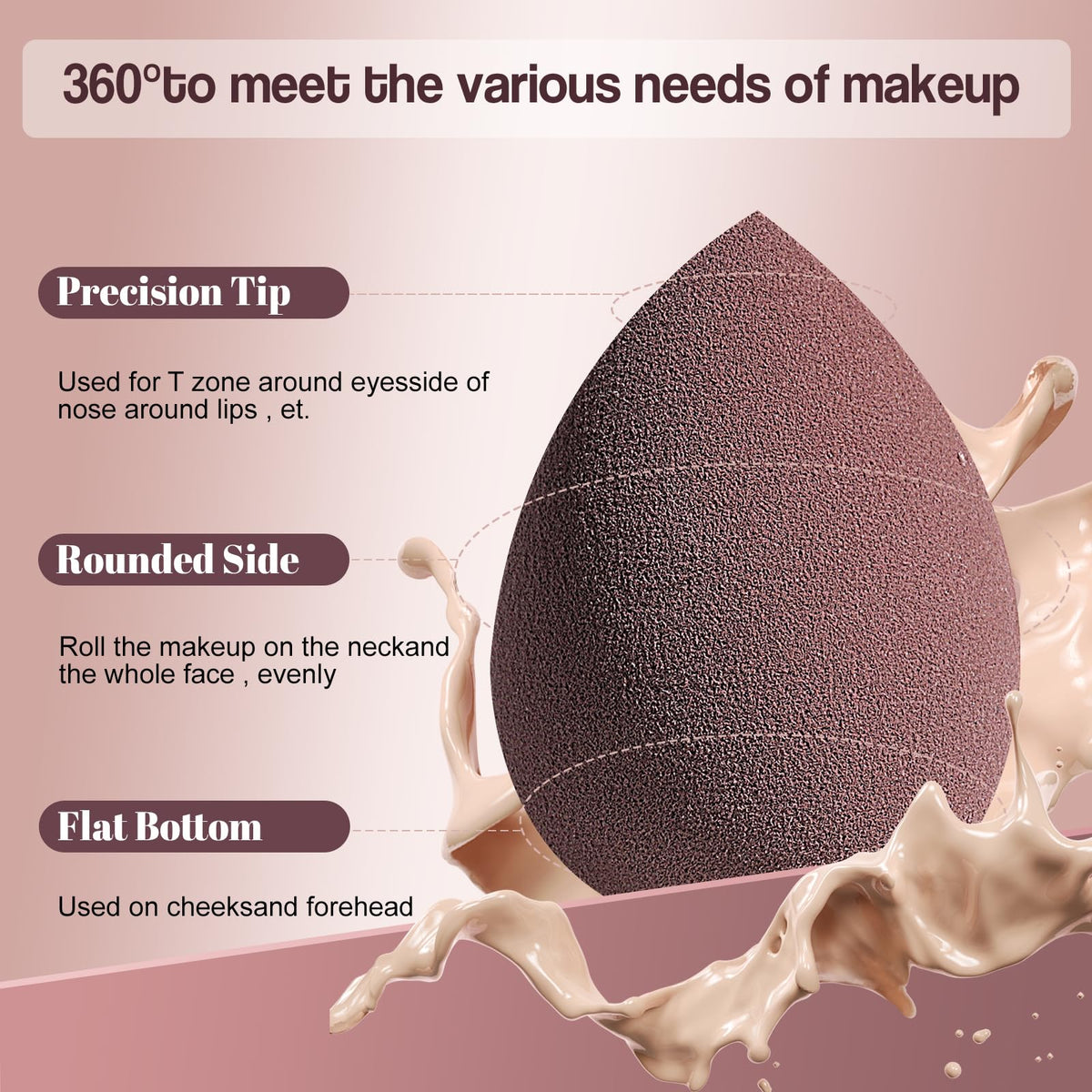 Makeup Sponge Set BS-MALL Triangle Puff 14PCS Non-Latex Beauty Blender Sponges with Travel Case, Soft Makeup Puff for Foundation, Concealer, Cream & Powder, Face & Eye Blending for Sensitive Skin