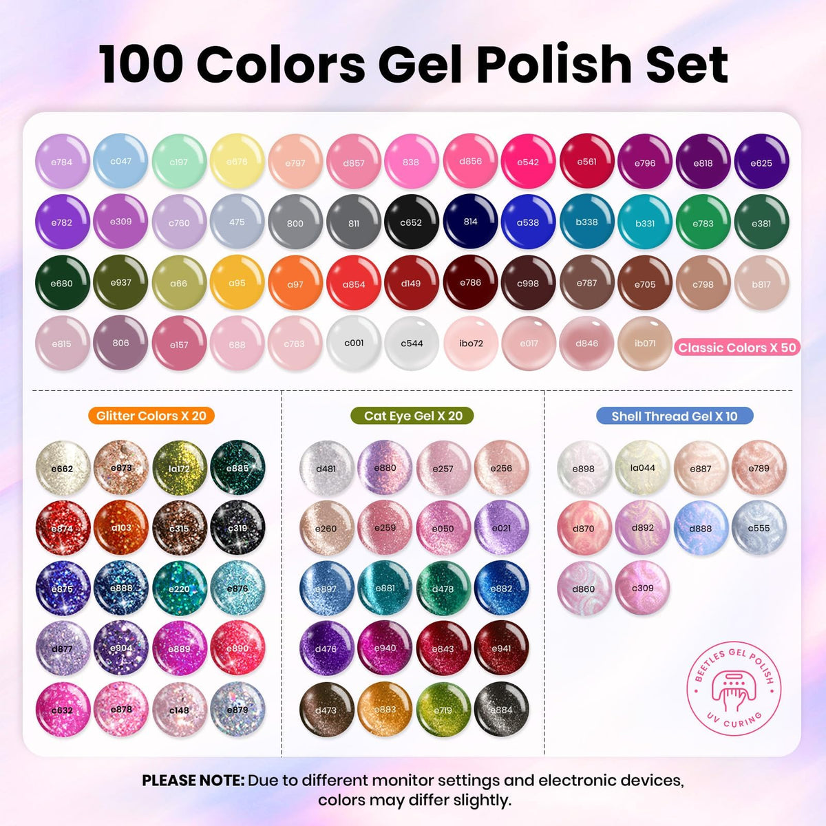 Beetles Cat Eye Gel Nail Polish Set, 36 Colors Magnetic Fall Gel Polish Kit