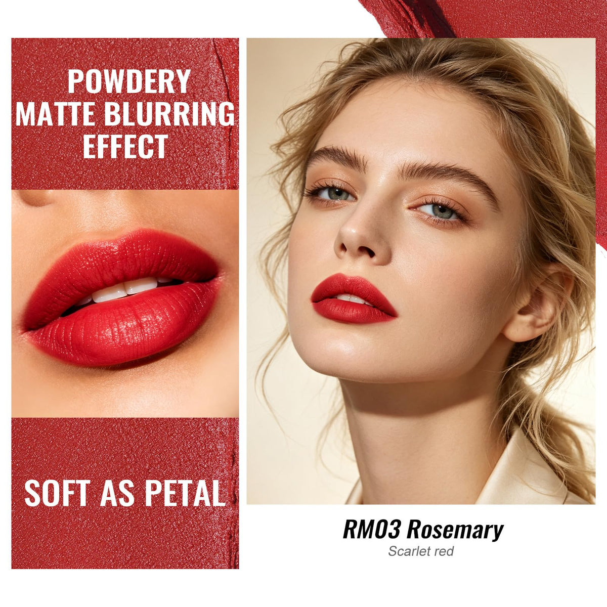 Oulac Red Matte Lipsticks for Women, Silky Velvet Matte Lipstick, Terracotta High Impact Lip Color, Soft Smooth Texture, Not Dry Lightweight Formula Infused with Vitamin E, RM06