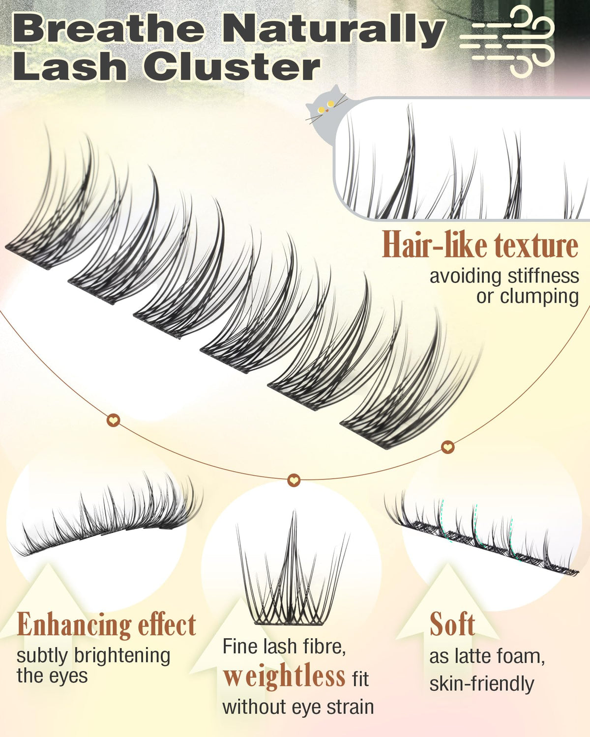Goddvenus Lash Clusters Kit Wispy Eyelash Clusters Lashes Natural DIY Lash Extension Kit 10-16mm Cluster Eyelash Extensions Kit 300pcs C Curl Individual Lashes Cluster Eyelash (No Tweezers)