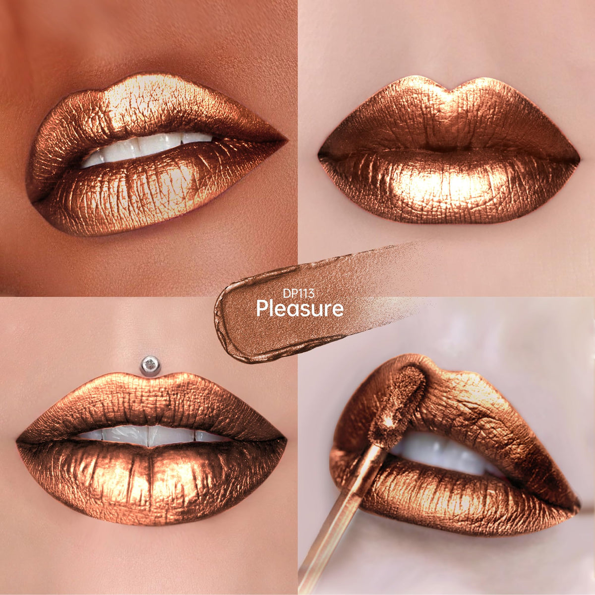 Depuplum Purple Lipsticks for Women Metallic Glitter Lipstick Long Lasting