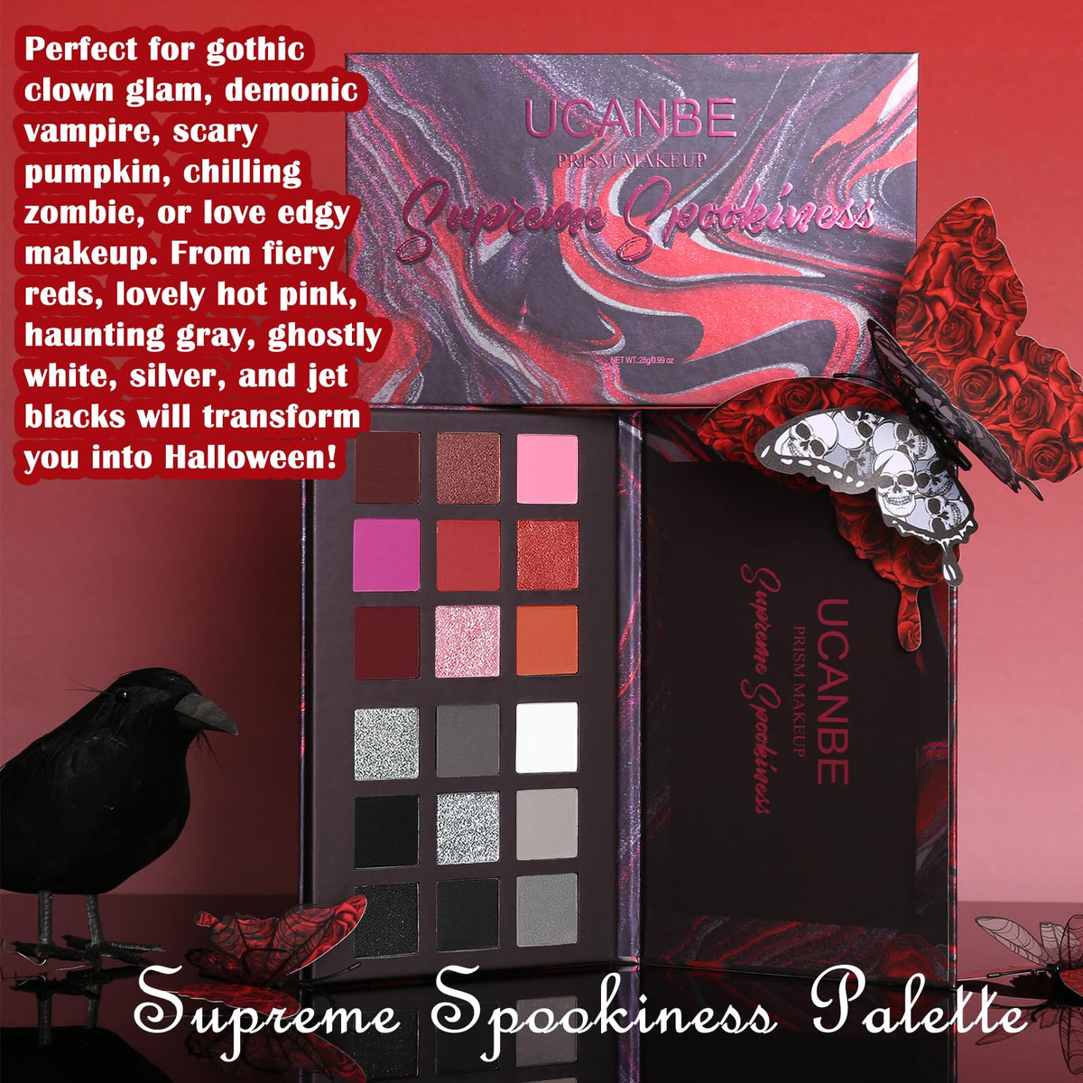 Matte Eyeshadow Palette Pro 18 Colors Pigmented Shimmer Glitter Eye Shadow Palette, Long Lasting Waterproof Dark Smokey Powder Cosmetics Pallet Halloween Valentine Gift Makeup Kit (01# Seductress)