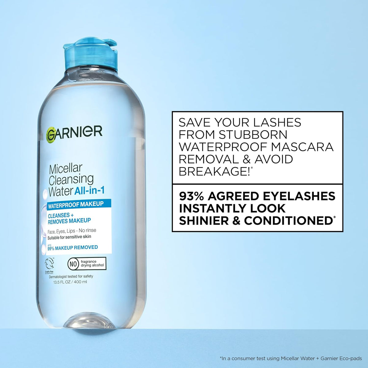 Garnier SkinActive Micellar Water For Waterproof Makeup, Facial Cleanser & Makeup Remover, 13.5 Fl Oz (400mL), 1 Count (Packaging May Vary)