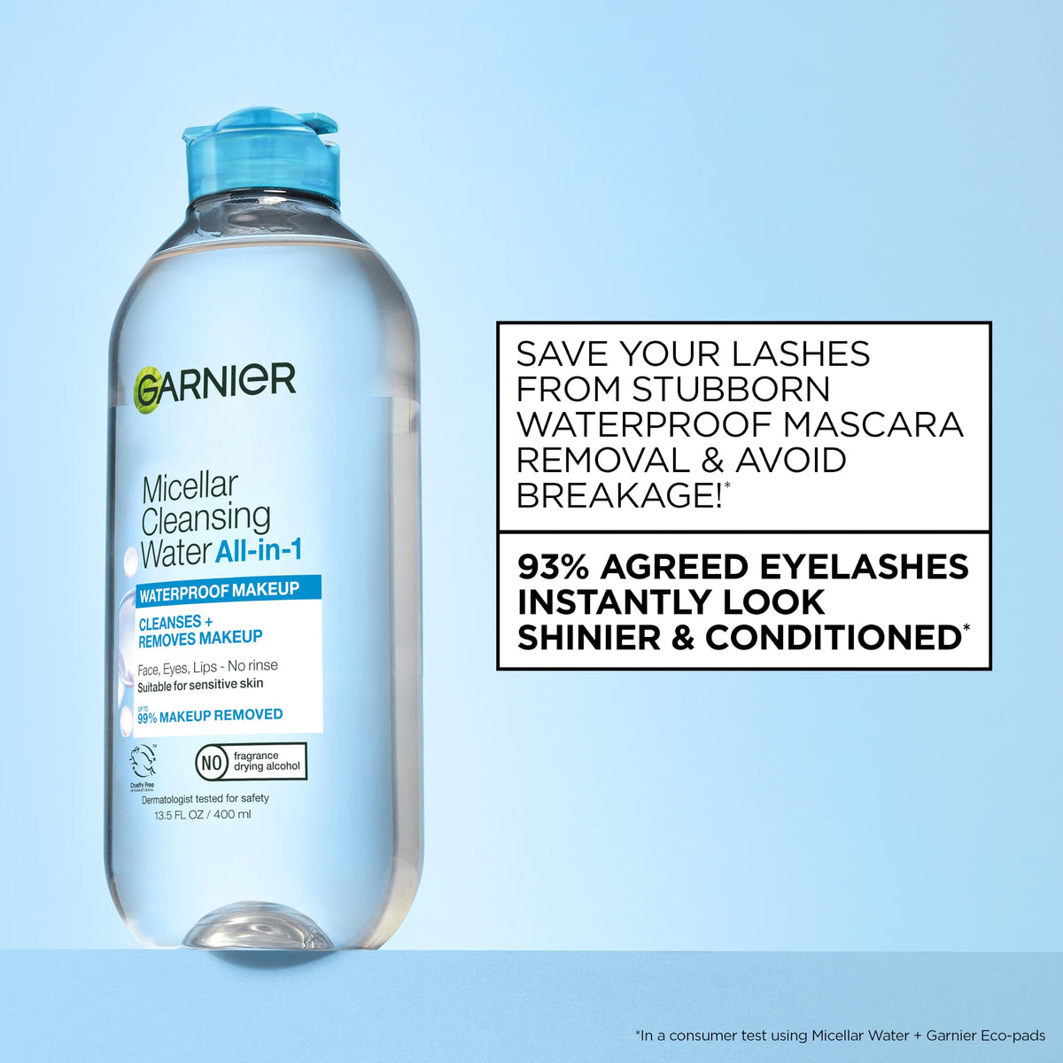Garnier SkinActive Micellar Water For Waterproof Makeup, Facial Cleanser & Makeup Remover, 13.5 Fl Oz (400mL), 1 Count (Packaging May Vary)