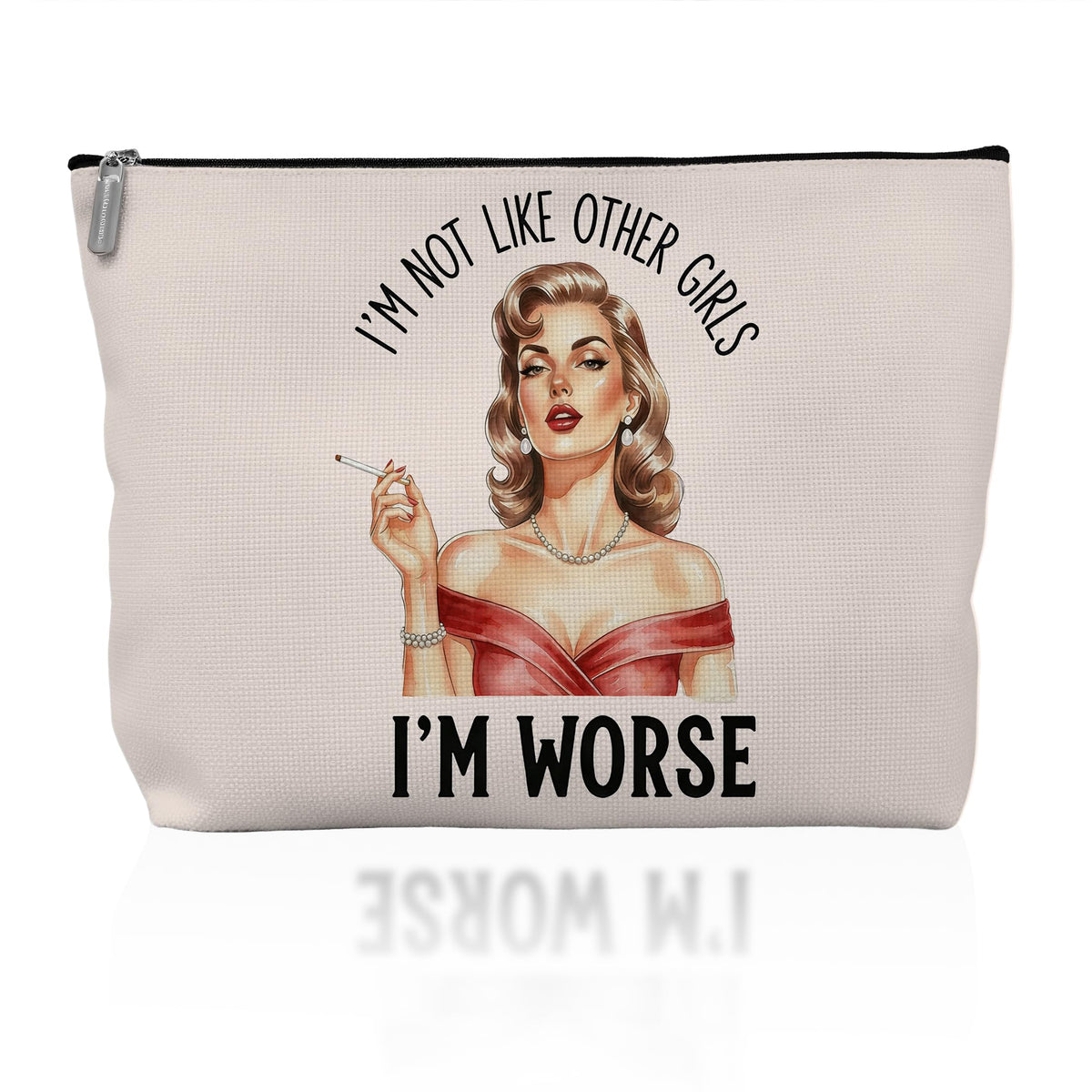 Retro Pinup Makeup Bag for Women, Vintage Pop Art Cosmetic Pouch, Sassy Funny Gifts for Girls, Bold Sarcastic Toiletry Bag, Unique Present