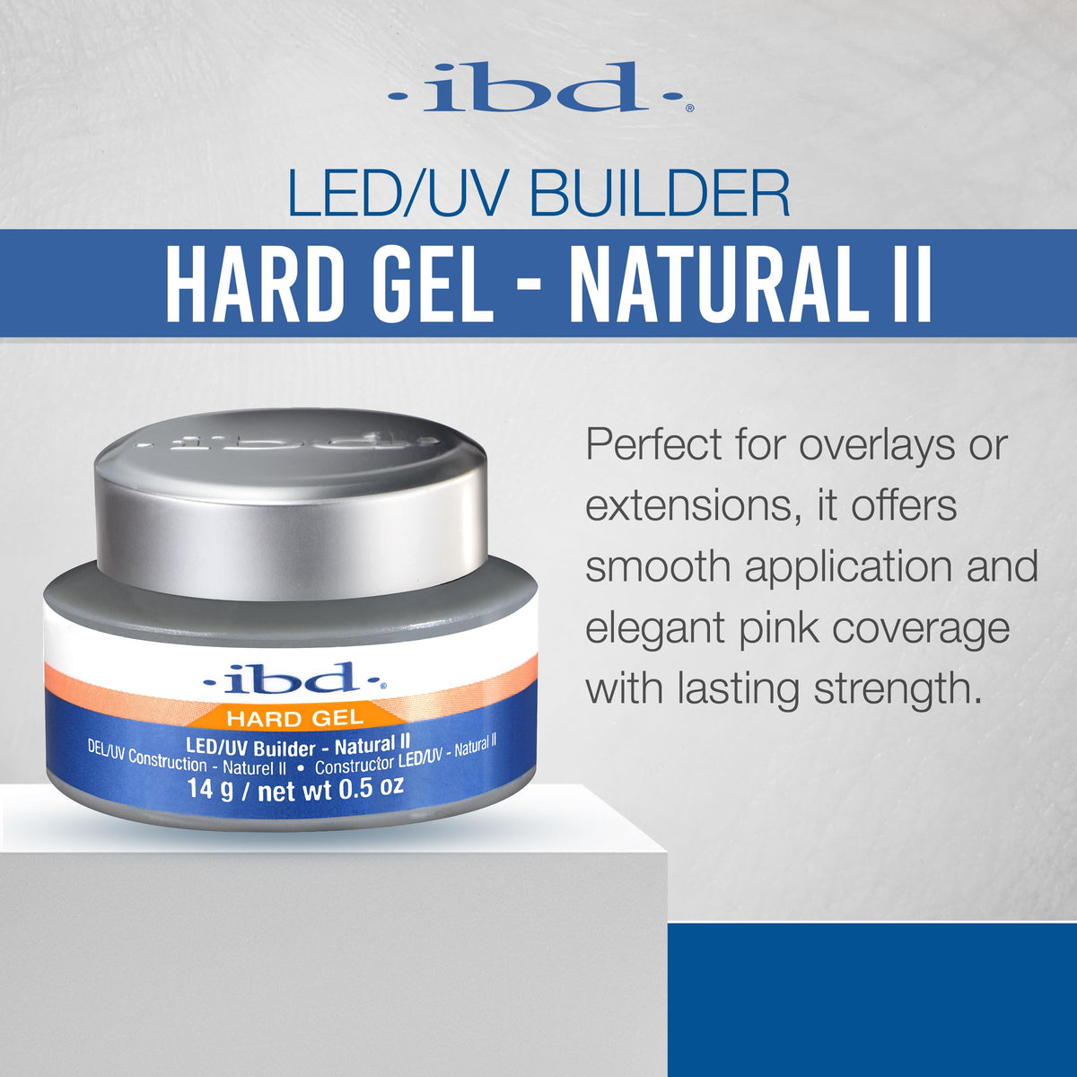 IBD Hard Gel LED/UV Builder Gel – Clear, Nail Extension & Overlay Gels, Strong Acrylic Finish, Professional Quality, 2 oz, 1 Pack