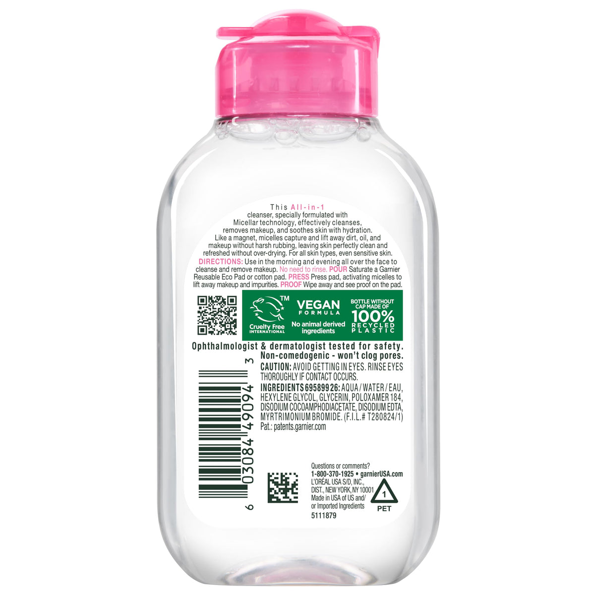 Garnier Micellar Water, Hydrating Facial Cleanser & Makeup Remover, Suitable for Sensitive Skin, Vegan, Cruelty Free, 13.5 Fl Oz (400mL), 1 Count