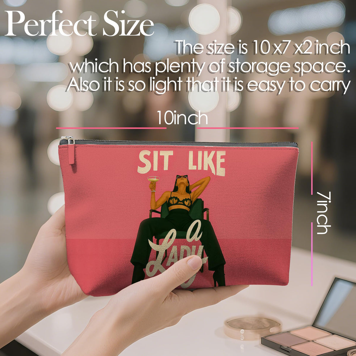 Retro Pinup Makeup Bag for Women, Vintage Pop Art Cosmetic Pouch, Sassy Funny Gifts for Girls, Bold Sarcastic Toiletry Bag, Unique Present