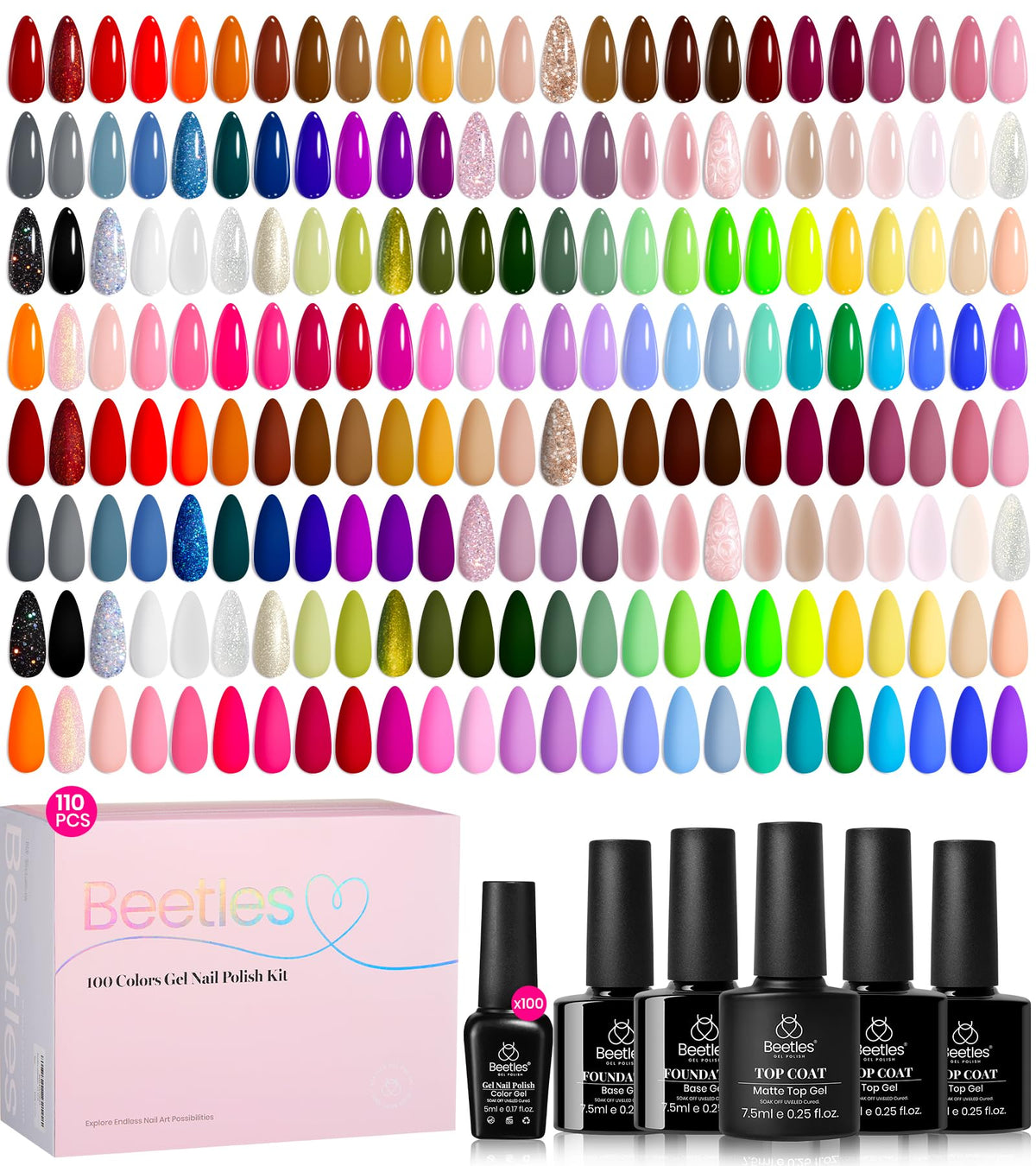 Beetles Fall Gel Nail Polish Set, 20 Colors Orange Yellow Brown