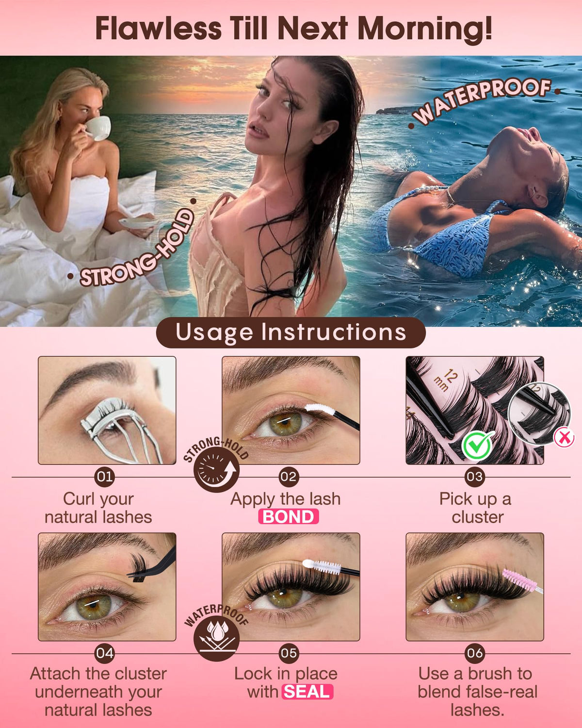 Goddvenus Lash Clusters Kit Wispy Eyelash Clusters Lashes Natural DIY Lash Extension Kit 10-16mm Cluster Eyelash Extensions Kit 300pcs C Curl Individual Lashes Cluster Eyelash (No Tweezers)