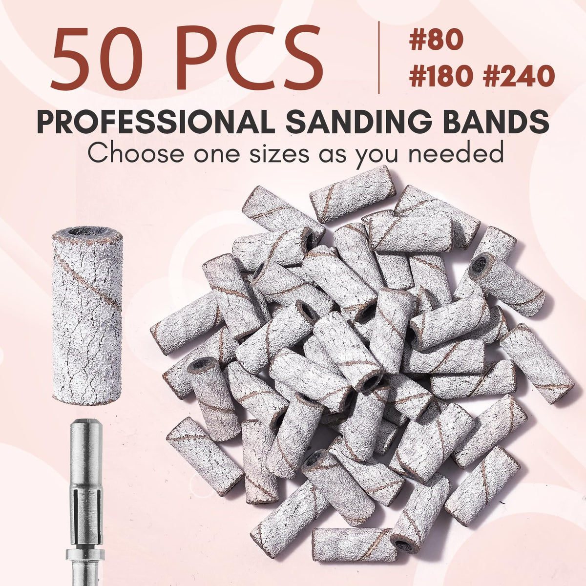 Makartt Nail Drill Sanding Bands - 100Pcs 80/120/180/240 4 Color Grit File