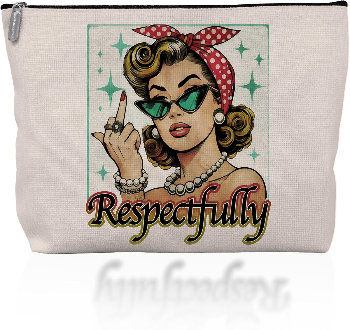 Retro Pinup Makeup Bag for Women, Vintage Pop Art Cosmetic Pouch, Sassy Funny Gifts for Girls, Bold Sarcastic Toiletry Bag, Unique Present