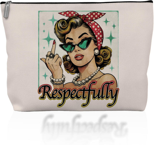 Retro Pinup Makeup Bag for Women, Vintage Pop Art Cosmetic Pouch, Sassy Funny Gifts for Girls, Bold Sarcastic Toiletry Bag, Unique Present