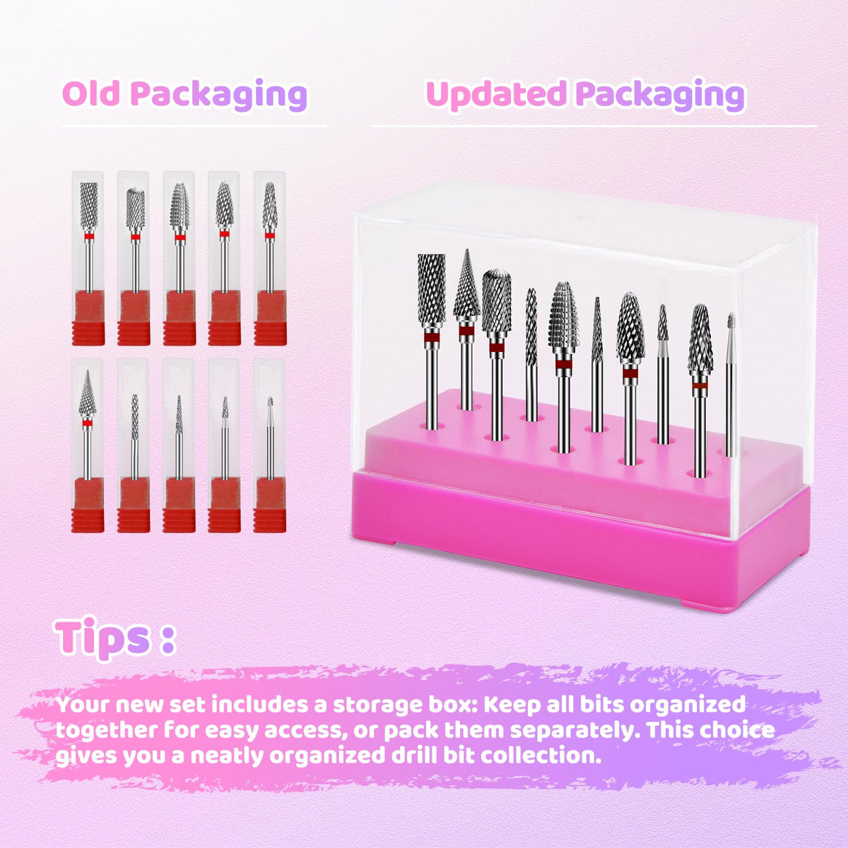 CGBE Nail Drill Bits Set: 10PCS Tungsten Carbide Drill Bits for Nail Drill