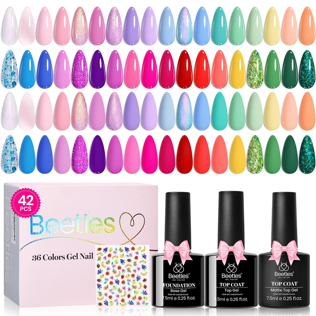 Beetles Cat Eye Gel Nail Polish Set, 36 Colors Magnetic Fall Gel Polish Kit