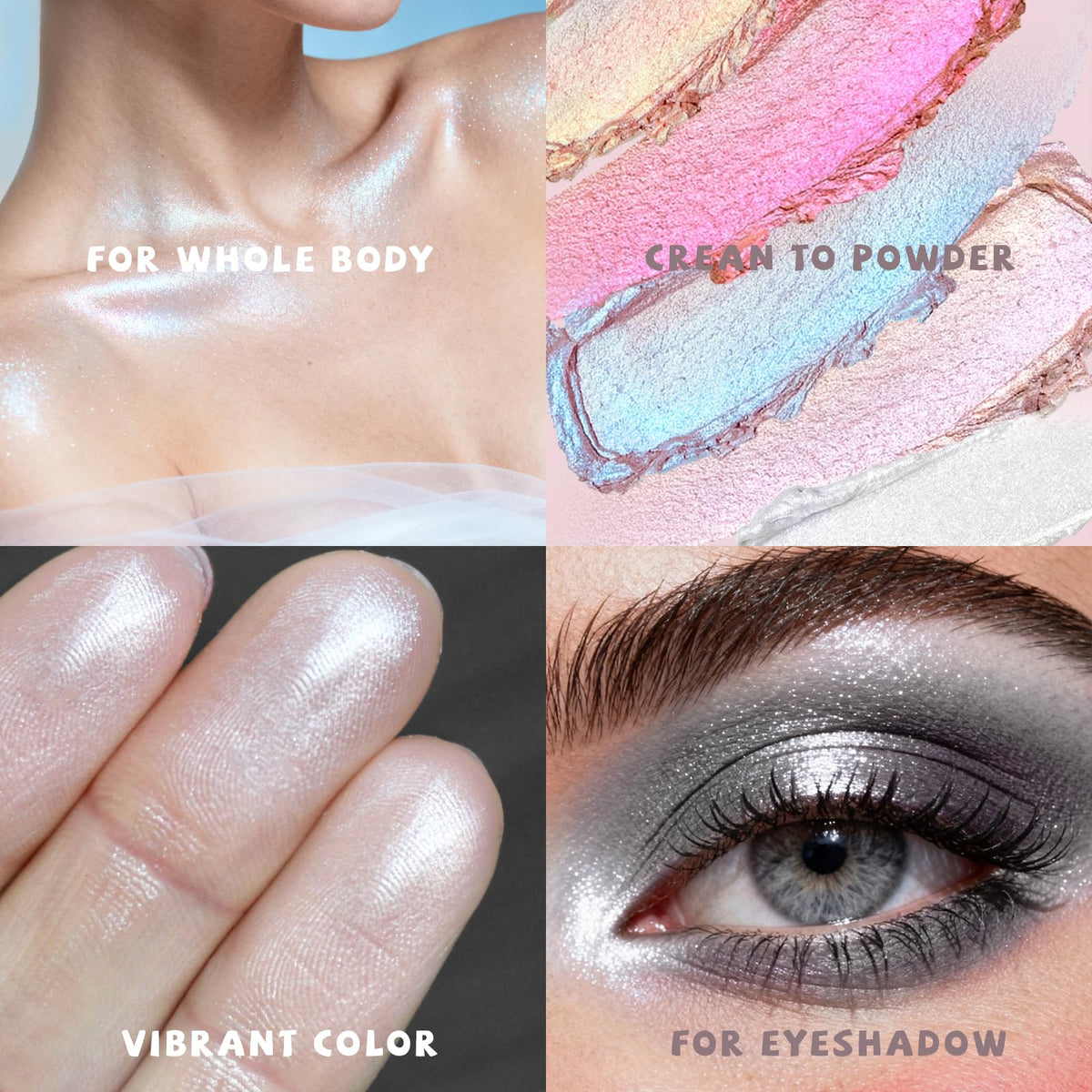 HOSAILY Holographic Duochrome Blue Glitter Eyeshadow, Color Shift Metallic Shimmer Eyeshadow Palette, Chameleon Sparkle Inner Corner Eye Highlighter, Iridescent Eye Shadow Palette Fairy Makeup#04