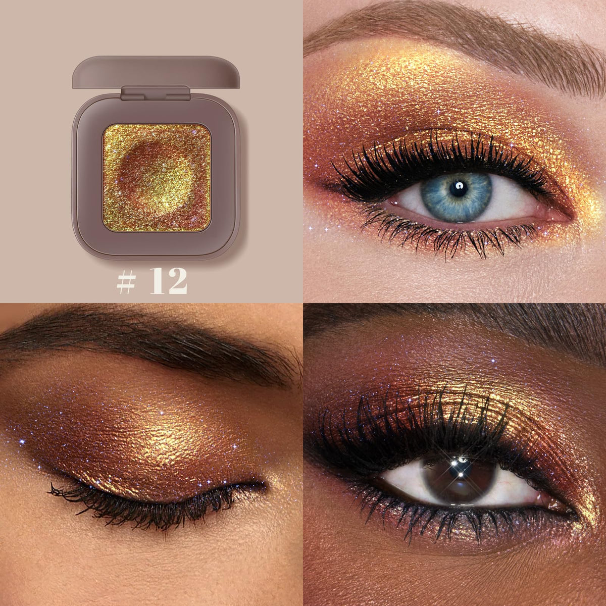 Noerrors Duochrome Plum Mauve Green Blue Glitter Eyeshadow Palette, Holographic Chameleon Rich Color Shimmer Metallic Eye Shadow, Color Shift Sparkle Iridescent Eye Brightener Fairy Makeup for Rave#02