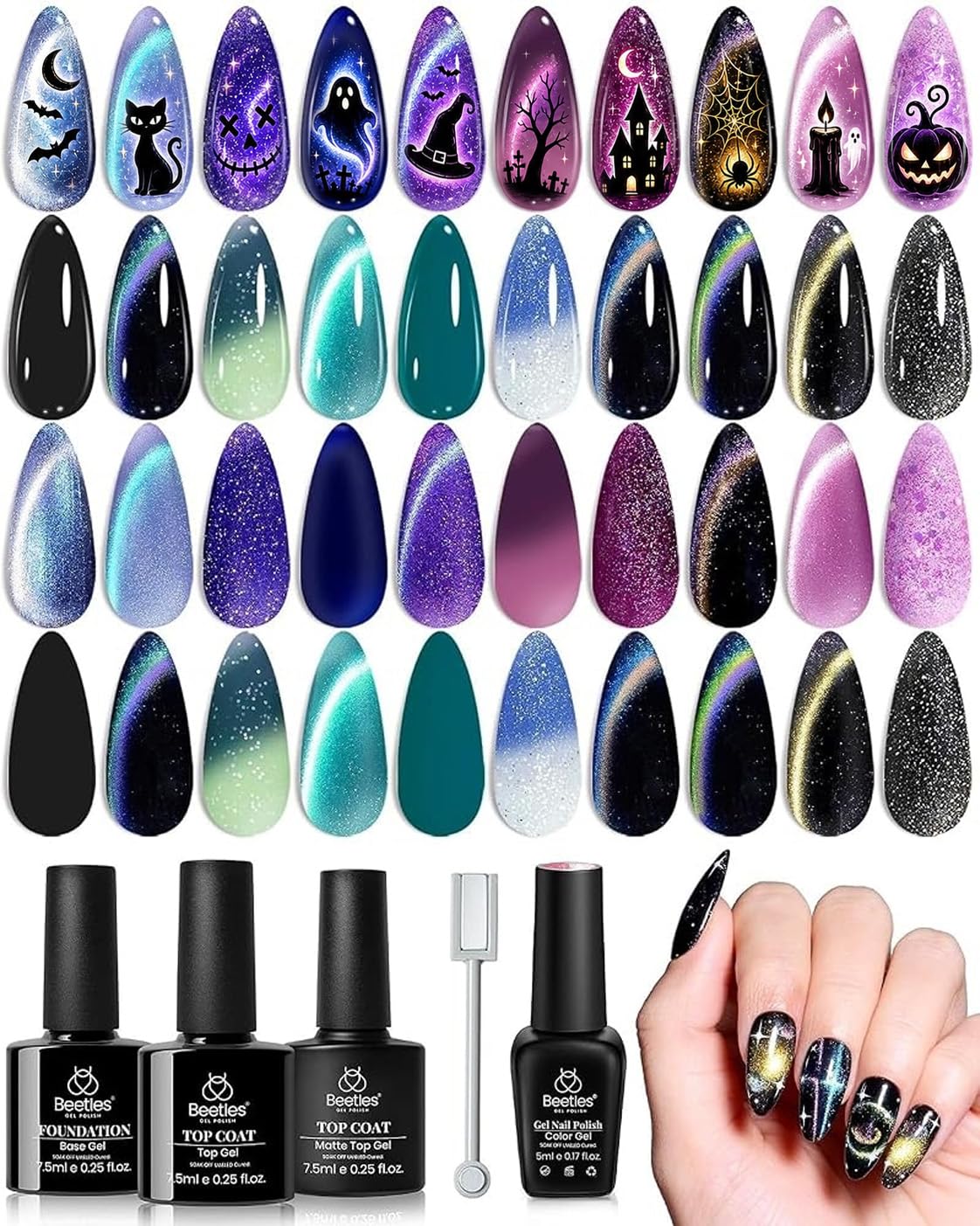 Beetles Fall Gel Nail Polish Set, 20 Colors Orange Yellow Brown