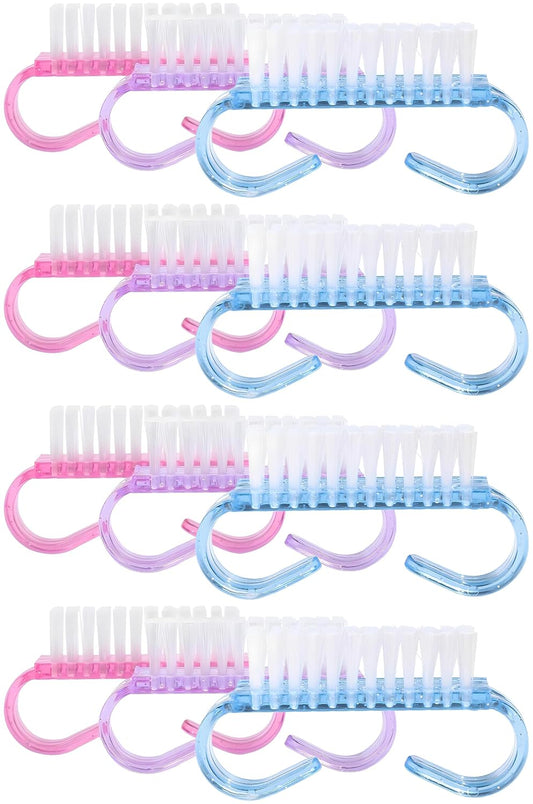 12-Pack Handle Grip Nail Brush(assorted color), Fingernail Scrub Cleaning Brushes for Toes and Nails Cleaner, Pedicure Brushes for Men and Women