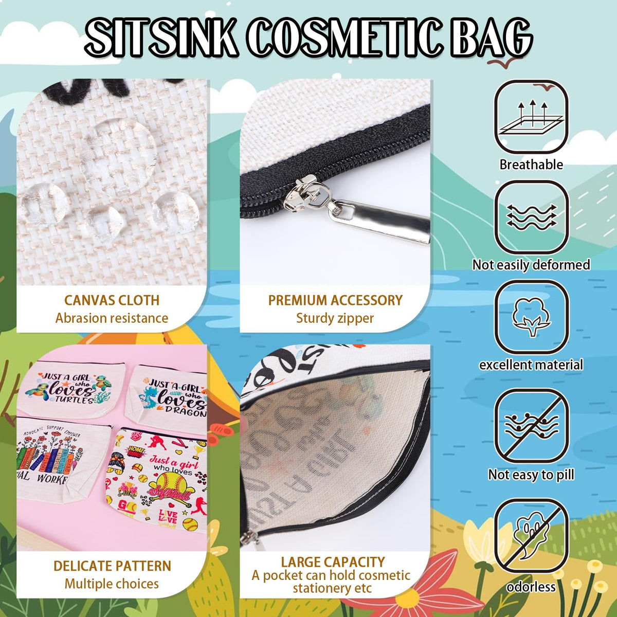 Sitsink Funny Sarcastic Gifts for Girls - Intersting Gifts for Girls Birthday. A Ray of Sarcastic Sunshine Every Single Day Makeup Bag, Cosmetic Bags Humor Sarcastic Gifts for Women Boss Coworker