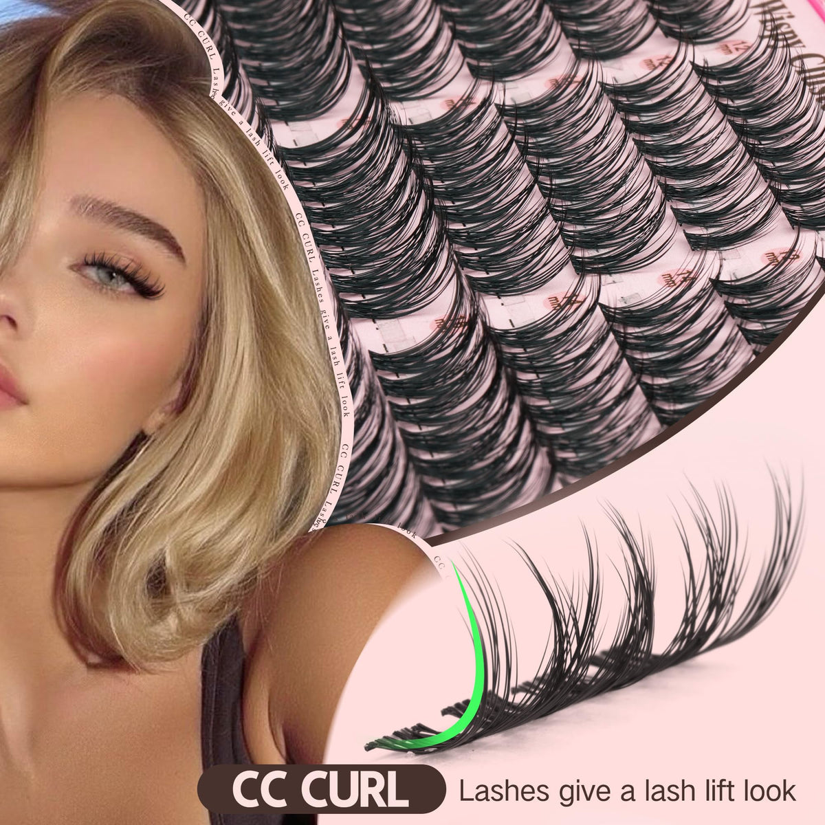 Goddvenus Lash Clusters Kit Wispy Eyelash Clusters Lashes Natural DIY Lash Extension Kit 10-16mm Cluster Eyelash Extensions Kit 300pcs C Curl Individual Lashes Cluster Eyelash (No Tweezers)