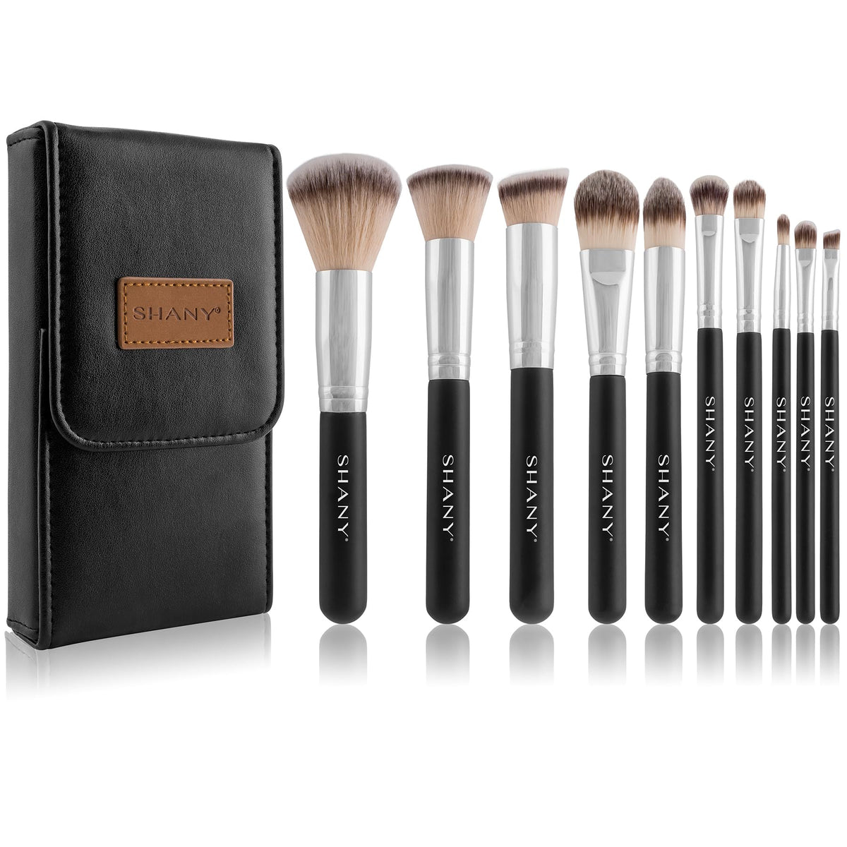 SHANY Vegan Makeup Brushes - 6 PC Double Sided Travel Make up Brushes with Brush storage Pouch - Old Style