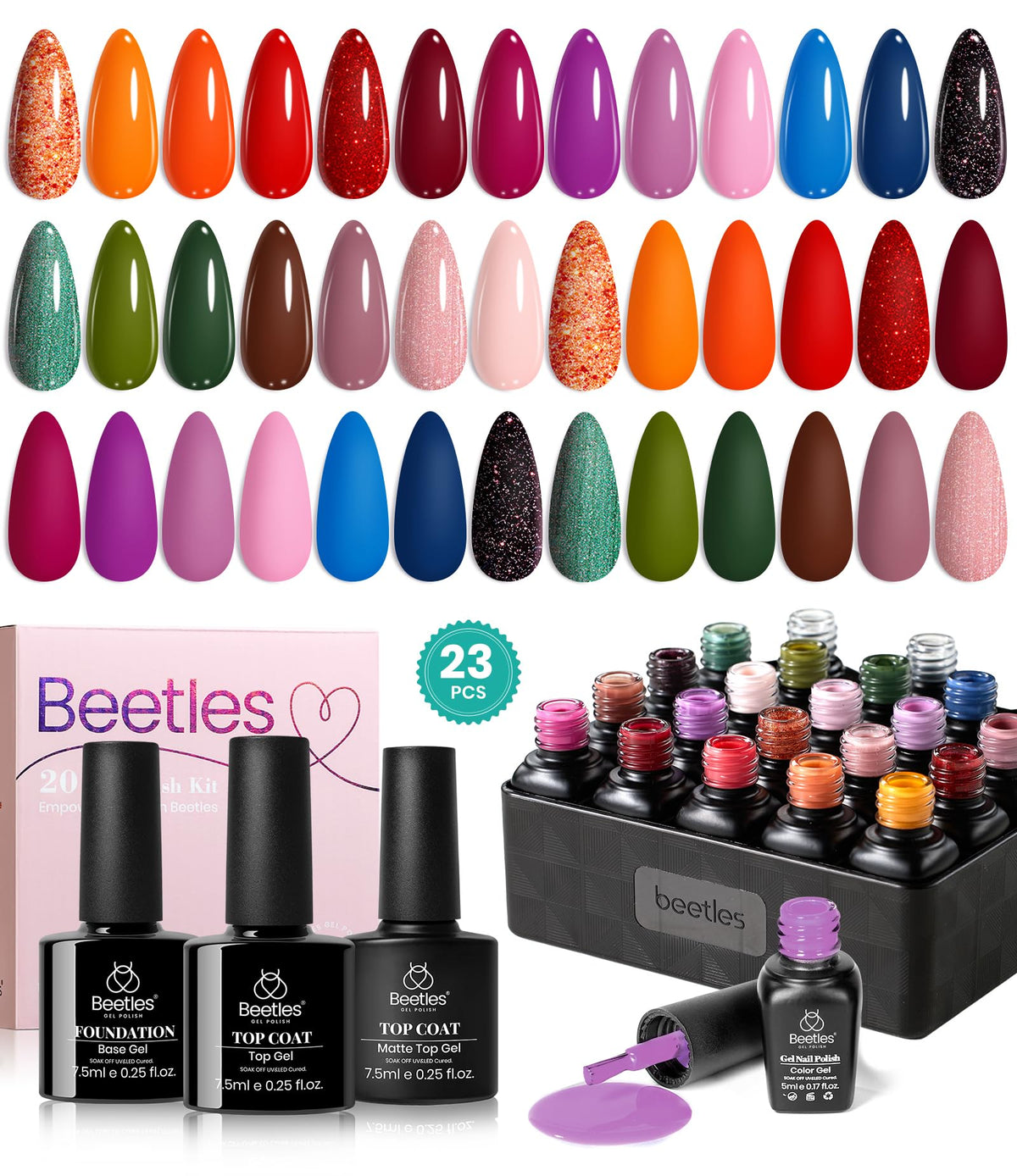 Beetles Cat Eye Gel Nail Polish Set, 36 Colors Magnetic Fall Gel Polish Kit