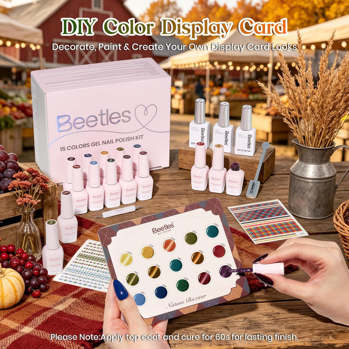 Beetles Gel Nail Polish Set, 63 PCS 55 Colors Gel Polish Kit with Base Coat