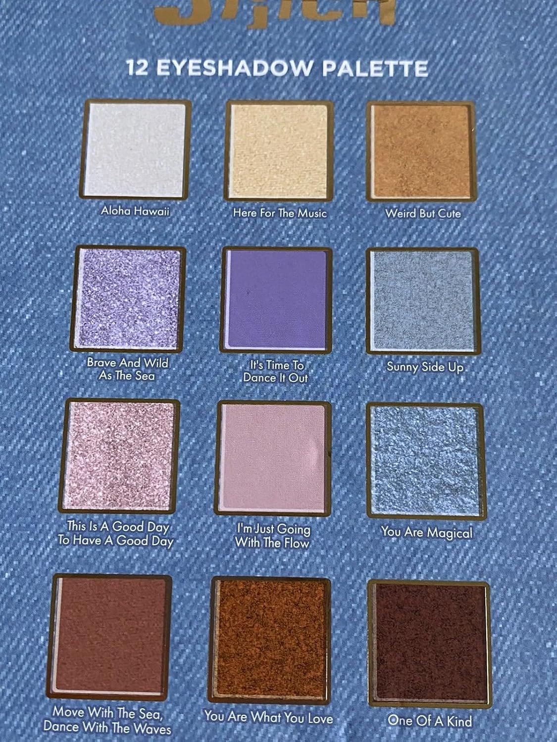 Taste Beauty Disney Stitch Eyeshadow Palette with Mirror, 12 Shimmering Shades, 0.81 oz, Limited Edition Summer Collection with Pinapple Design