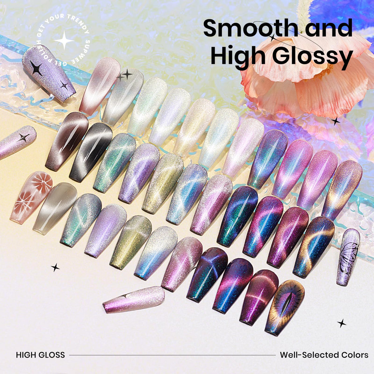 SUPWEE Magnetic Cat Eye Gel Nail Polish Set 12 Colors Cateye Gel Polish