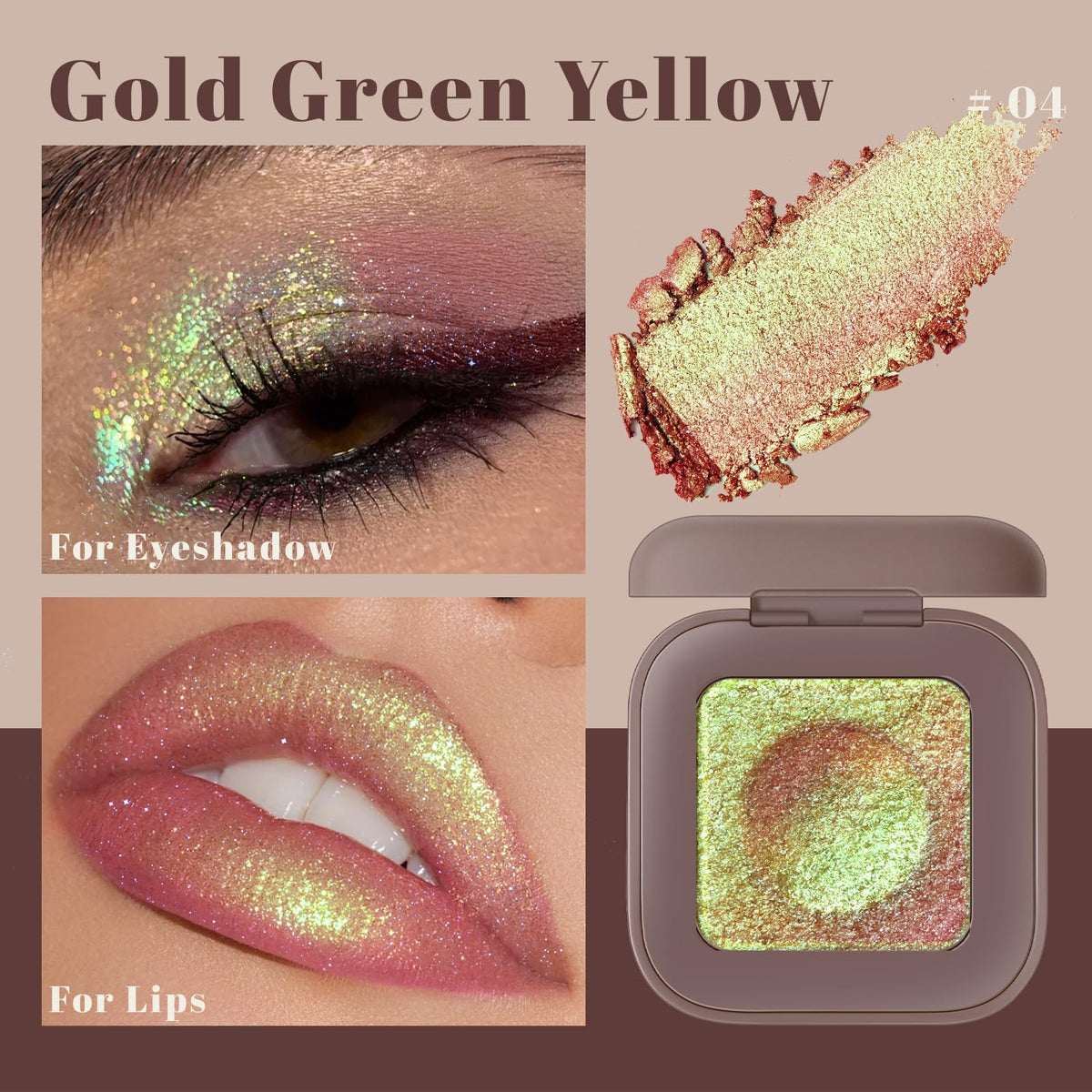 Noerrors Duochrome Plum Mauve Green Blue Glitter Eyeshadow Palette, Holographic Chameleon Rich Color Shimmer Metallic Eye Shadow, Color Shift Sparkle Iridescent Eye Brightener Fairy Makeup for Rave#02