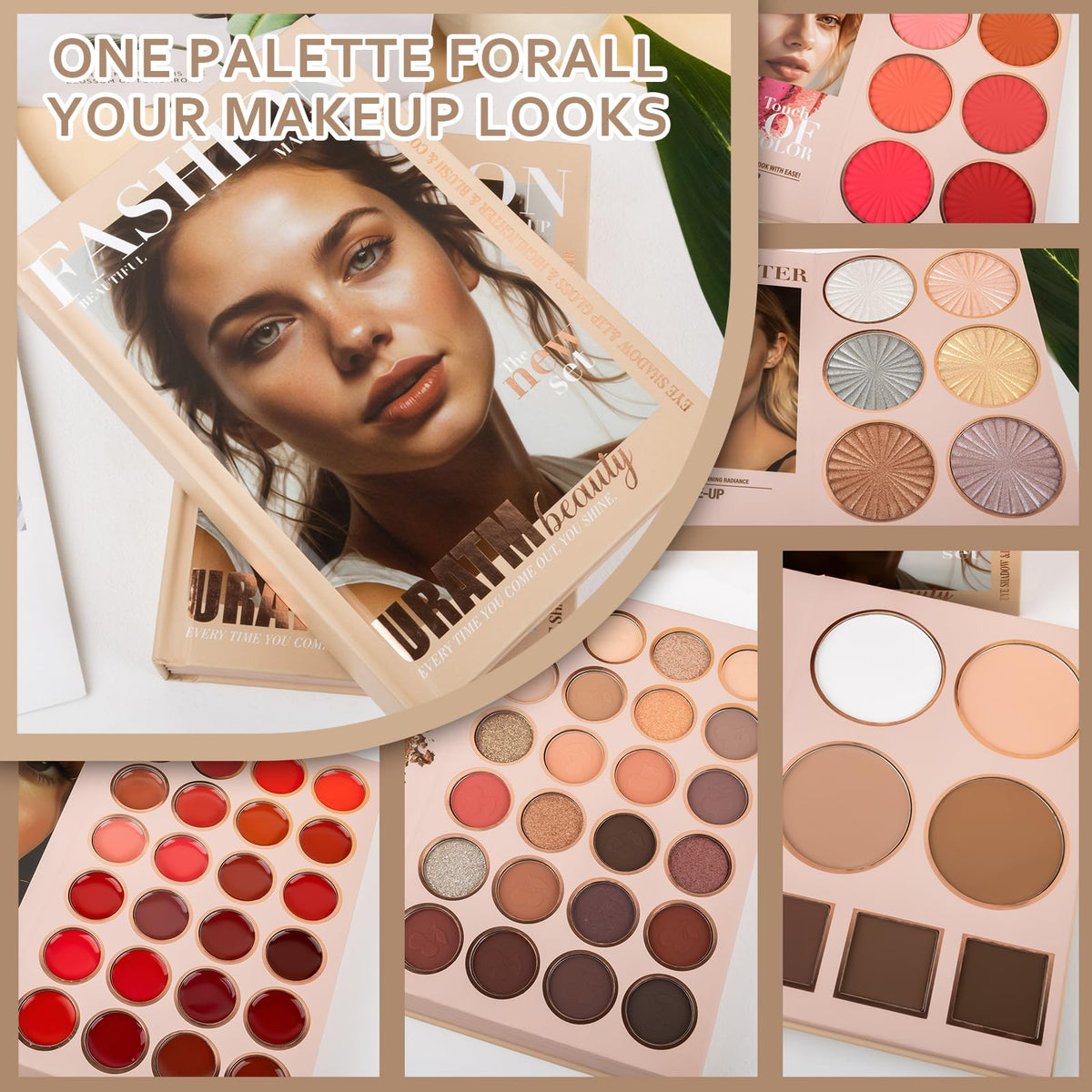 RoseFlower Make Up Set, Eyeshadow Blush Highlighter Contour Kit