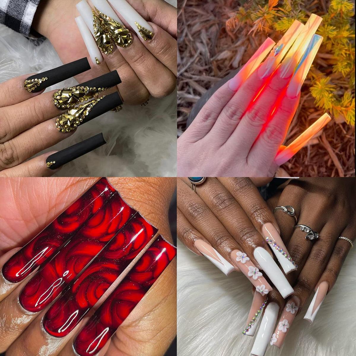 UNA GELLA Square Nail Tips XXL Long Half Cover Gel Tips 120PCS