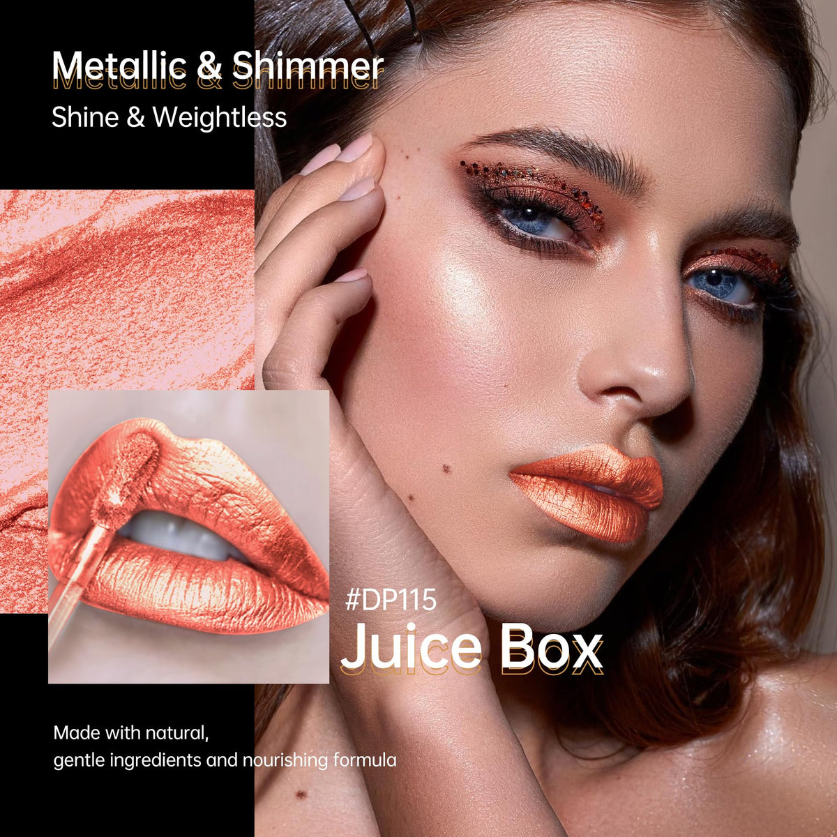 Depuplum Purple Lipsticks for Women Metallic Glitter Lipstick Long Lasting