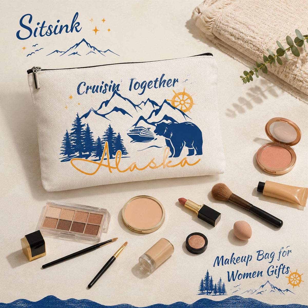 Sitsink Funny Sarcastic Gifts for Girls - Intersting Gifts for Girls Birthday. A Ray of Sarcastic Sunshine Every Single Day Makeup Bag, Cosmetic Bags Humor Sarcastic Gifts for Women Boss Coworker